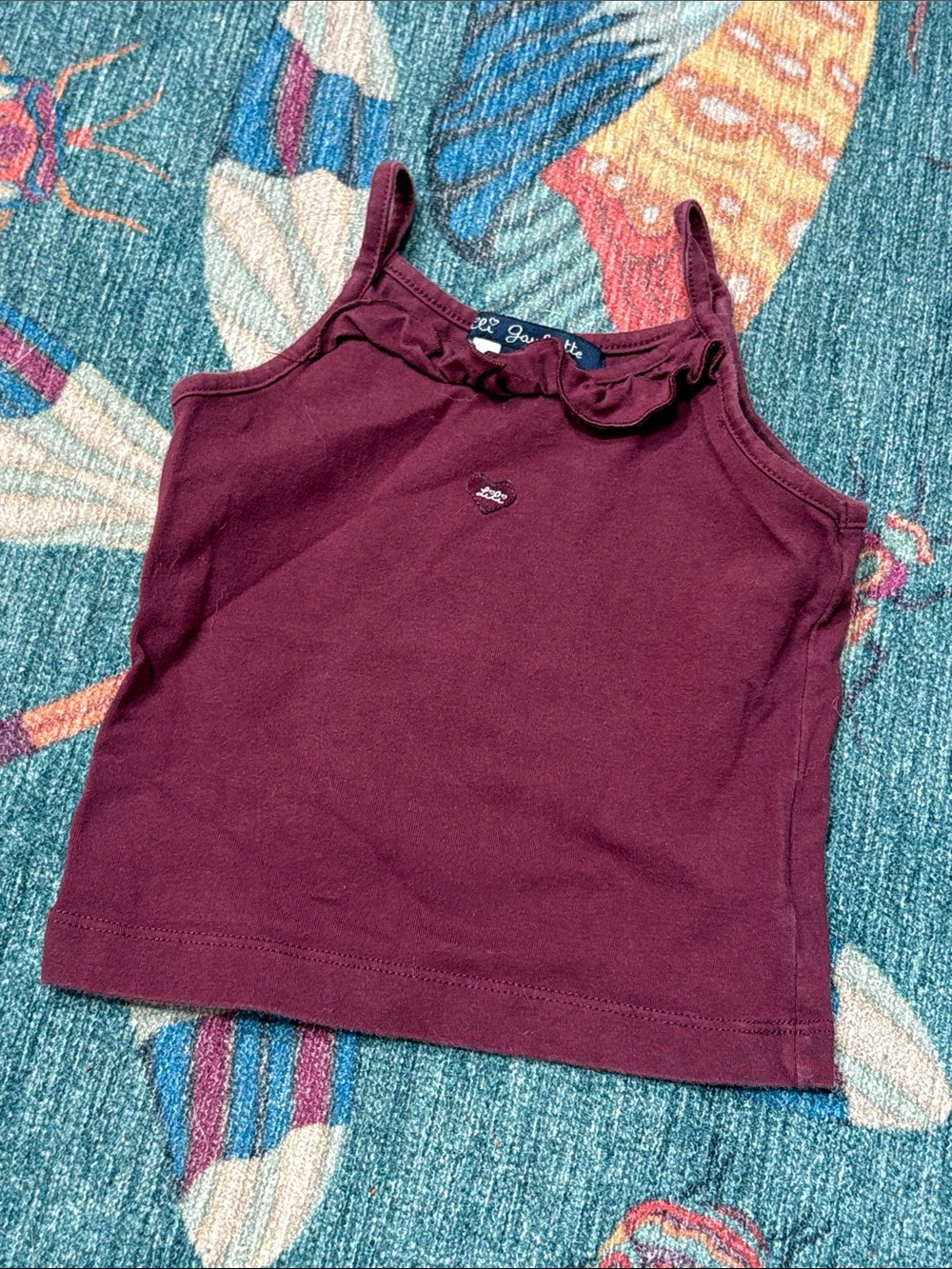 Lili Gaufrette Girls' Ruffle-Trim cotton Tank Top - Burgundy 2